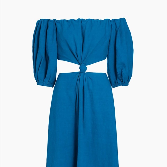 NWT Saks 5th Ave Farm Rio Knotted Cut-Out Linen-Blend Midi-Dress, small - Picture 2 of 6